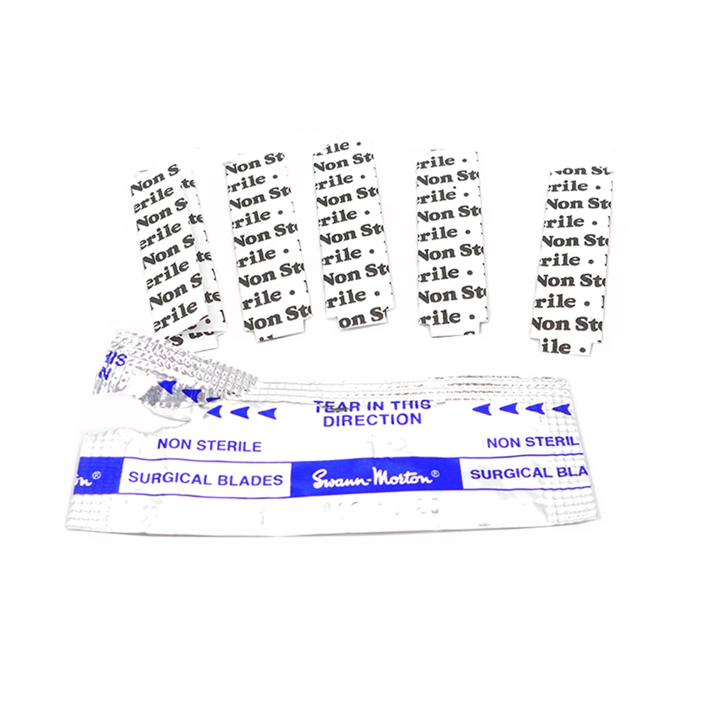 10PCS Swann Morton Carbon Steel Scalpel Surgical Blade 11/15/12D Double Edge For Mobile Phone Film PCB Repair DIY Cuting Tools