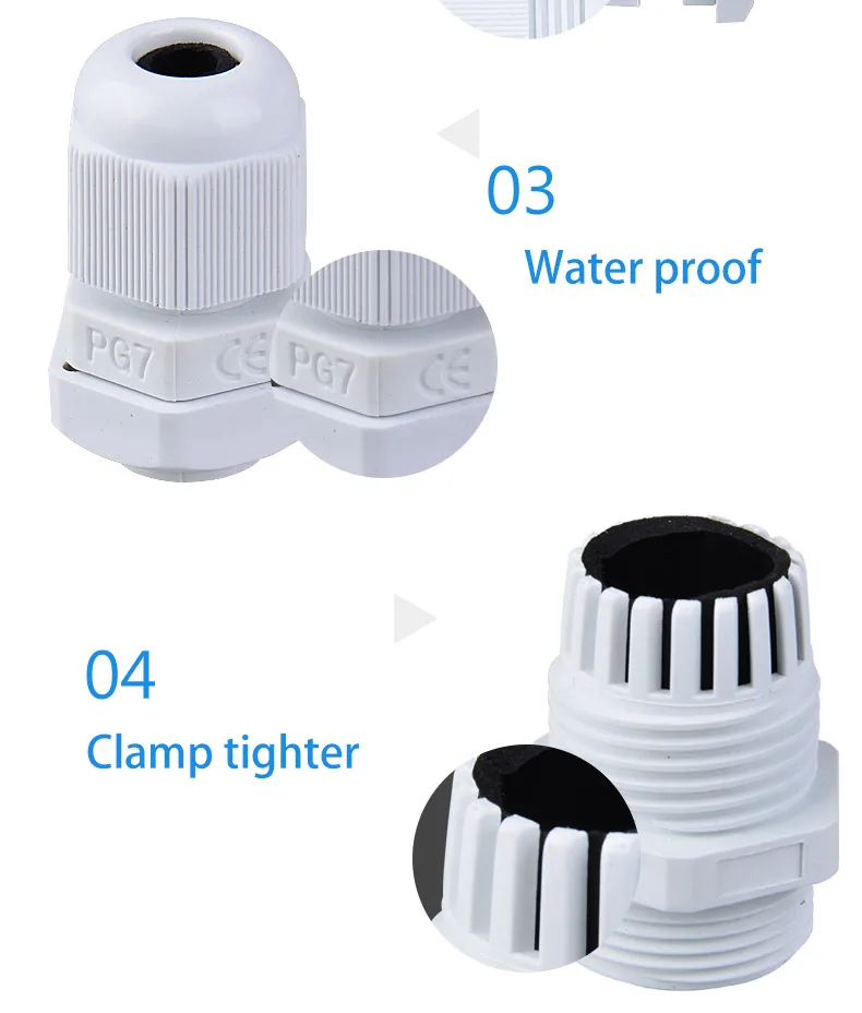 5/10pcs Waterproof Cable Gland Cable Entry IP68 PG7 for 3-6.5mm PG9 PG11 PG13.5/16/19/21 Nylon Plastic Connector Sleeve Joints