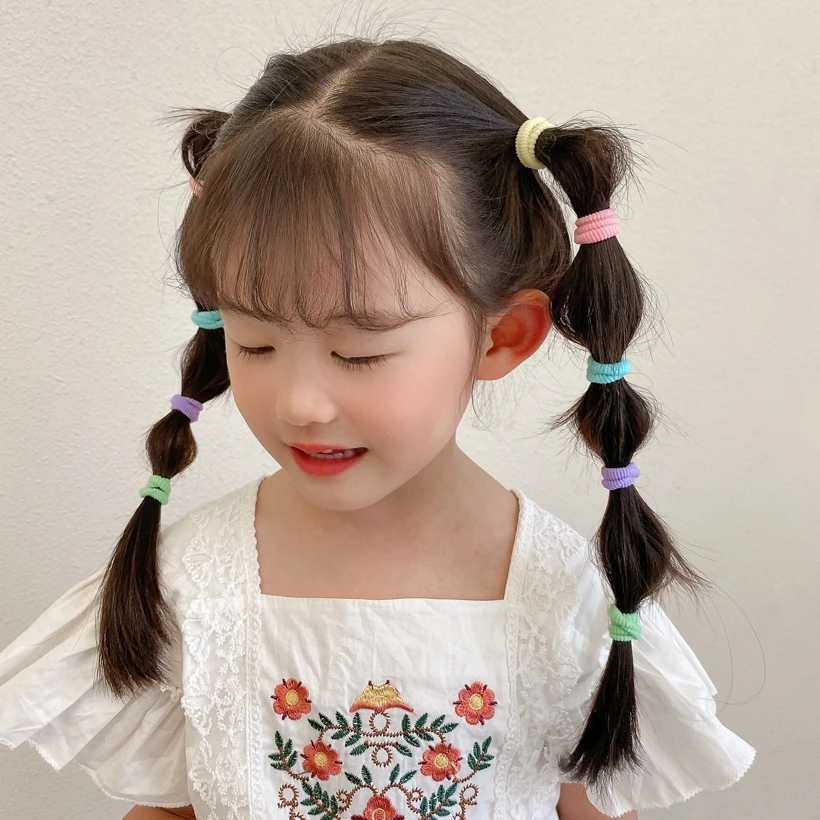 Wholesale 30/50/100Pcs/Lot Colorful Hair Bands Children Seamless Hair Ties Elastic Rubber Band Girl Sweet Scrunchies Accessories