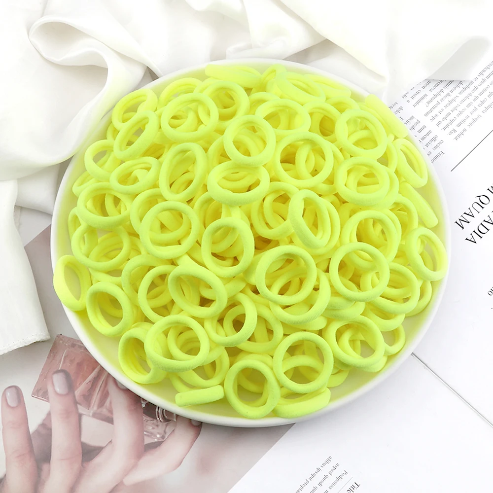 Wholesale 30/50/100Pcs/Lot Colorful Hair Bands Children Seamless Hair Ties Elastic Rubber Band Girl Sweet Scrunchies Accessories