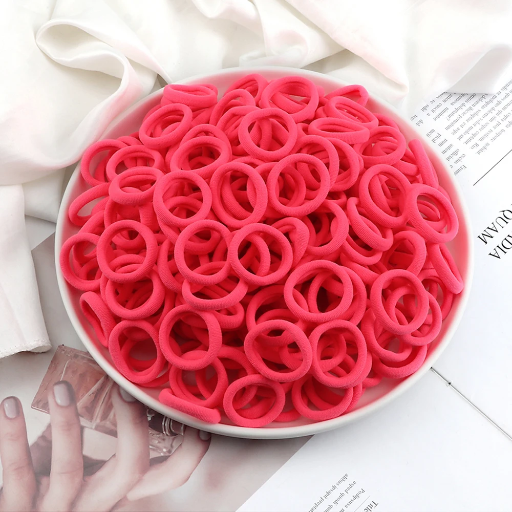 Wholesale 30/50/100Pcs/Lot Colorful Hair Bands Children Seamless Hair Ties Elastic Rubber Band Girl Sweet Scrunchies Accessories