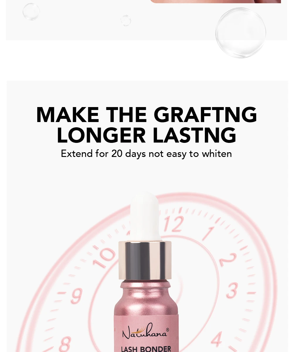 NATUHANA 10ml Super Bonder Fixing Agent for Eyelashes Extensions Primer for Long Last Lashes Glue Adhesive for Eyelash Makeup