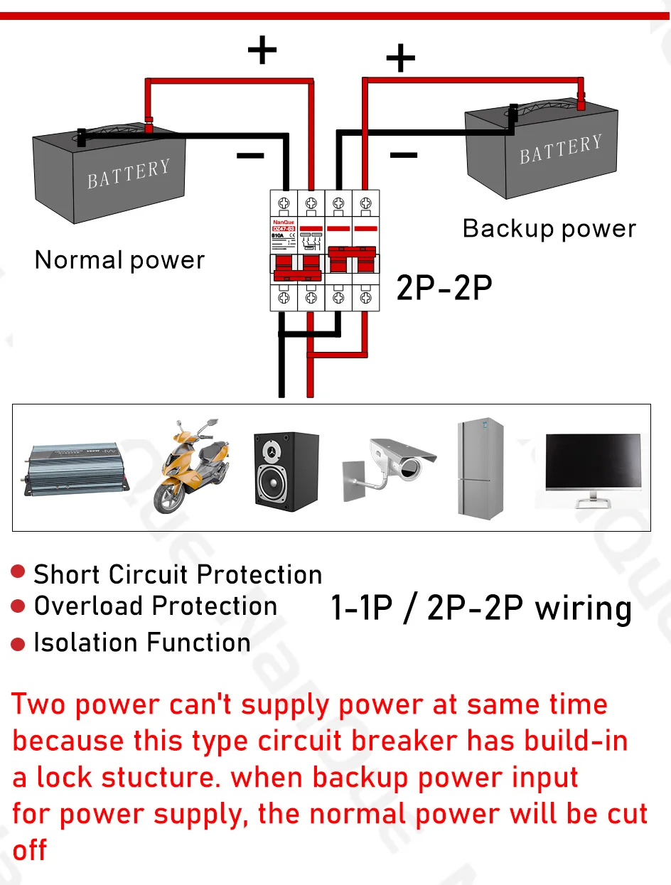 DC MCB 12V 24V 48V 60V 110V Circuit Breaker Battery Protect Switch Positive Negative Short Circuit 2P 10A 20A 50A 100A 125A 150A