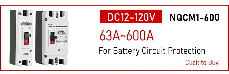 DC MCB 12V 24V 48V 60V 110V Circuit Breaker Battery Protect Switch Positive Negative Short Circuit 2P 10A 20A 50A 100A 125A 150A