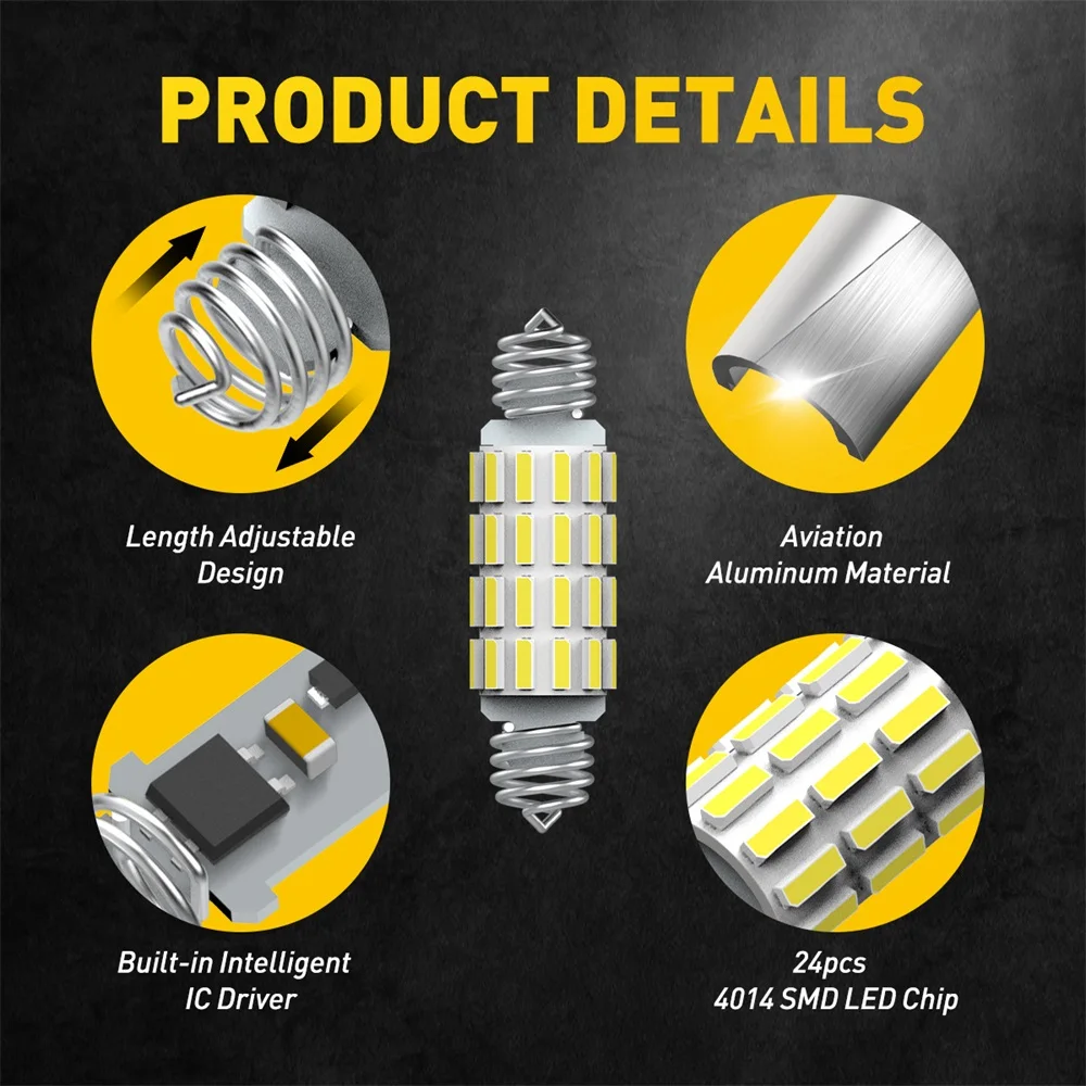AUXITO C10W C5W LED Canbus Error Free Festoon 39mm 42mm LED Spring Dome Lights Car Interior Bulb Read Light License Plate Lamp
