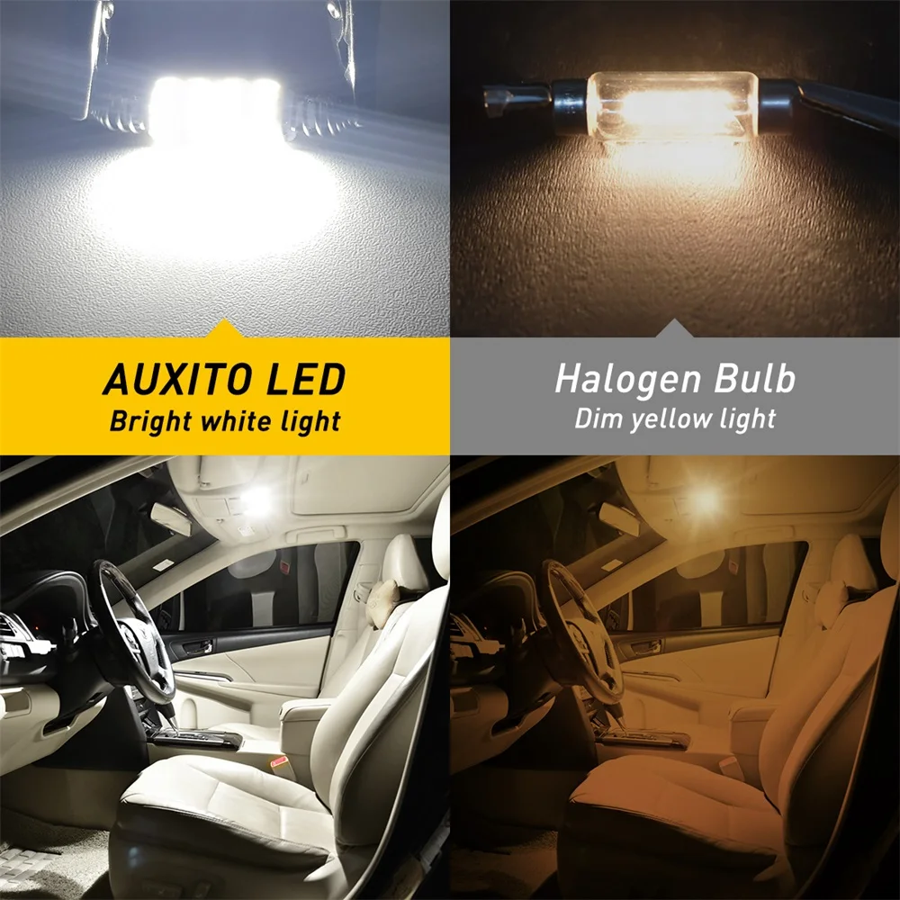 AUXITO C10W C5W LED Canbus Error Free Festoon 39mm 42mm LED Spring Dome Lights Car Interior Bulb Read Light License Plate Lamp