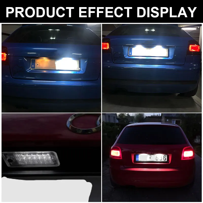 2PC Canbus Led License Number Plate Lights Bulb White For Audi A4/S4 (B6 & B7) 2001-2008,A6/S6 C6 (4F) 2005-2009,A8/S8 2003-2007