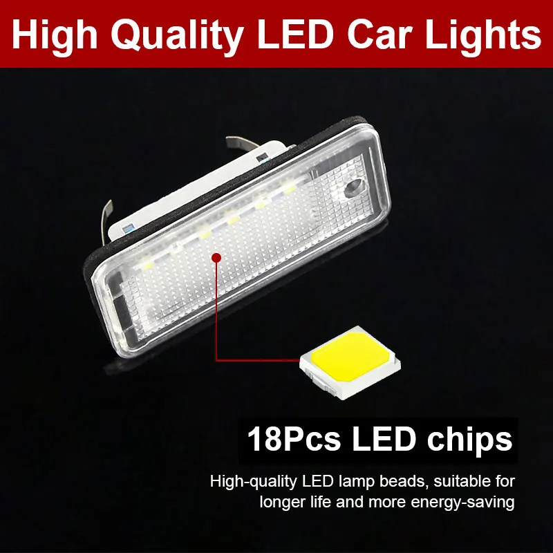 2PC Canbus Led License Number Plate Lights Bulb White For Audi A4/S4 (B6 & B7) 2001-2008,A6/S6 C6 (4F) 2005-2009,A8/S8 2003-2007