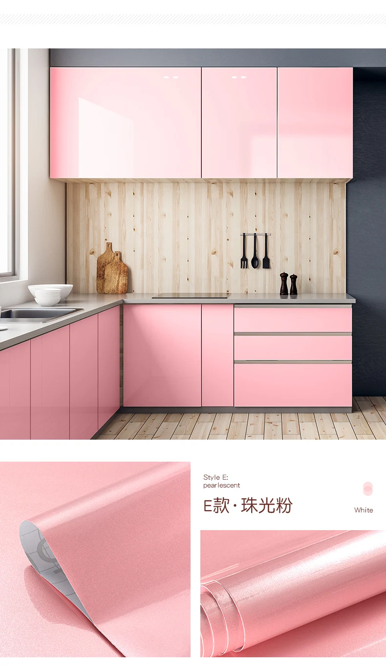 Kitchen Oil-proof Wallpapers Cabinet Desktop Wardrobe Renovation Wall Shiny Self-adhesive Furniture Decor Glossy Contact Films
