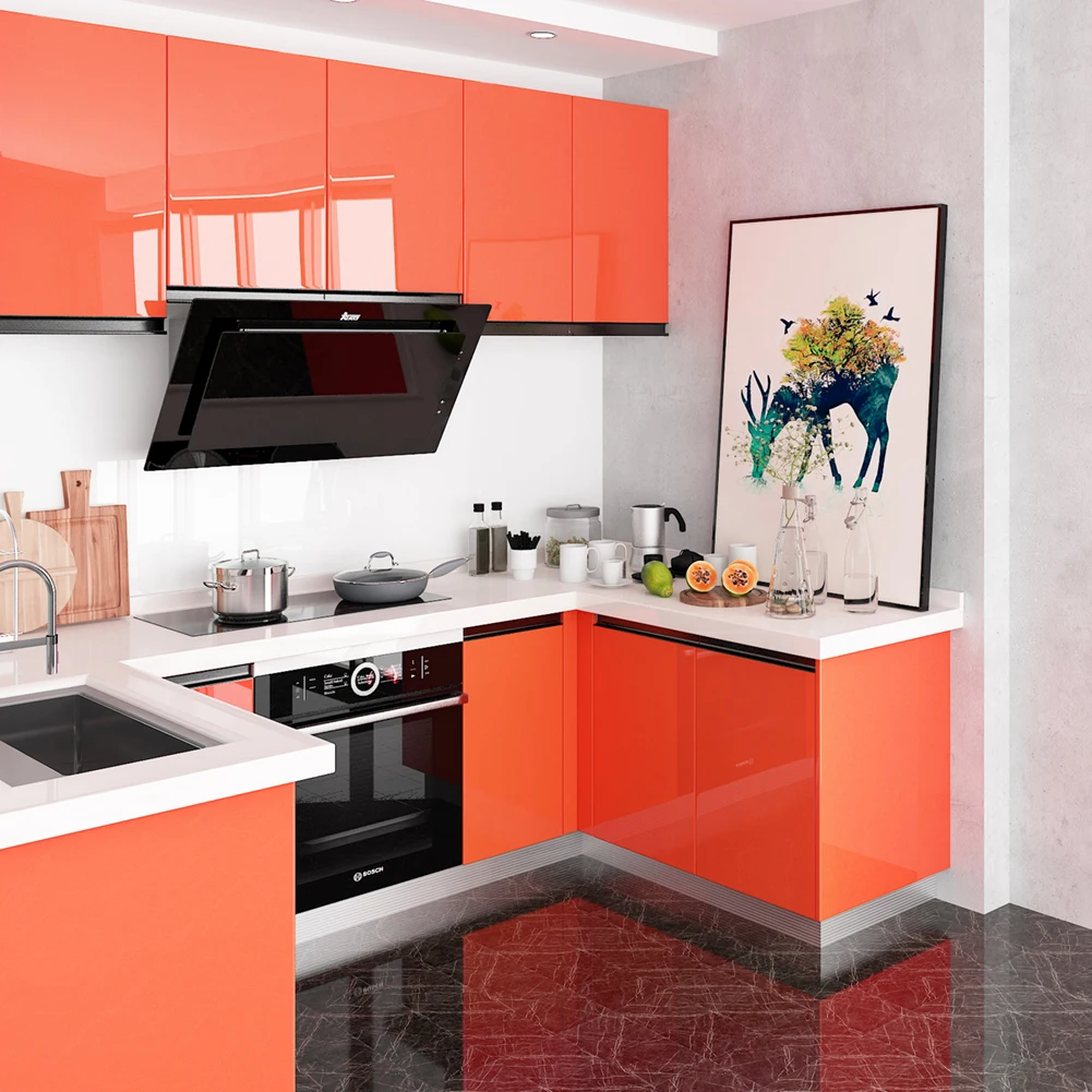 Kitchen Oil-proof Wallpapers Cabinet Desktop Wardrobe Renovation Wall Shiny Self-adhesive Furniture Decor Glossy Contact Films