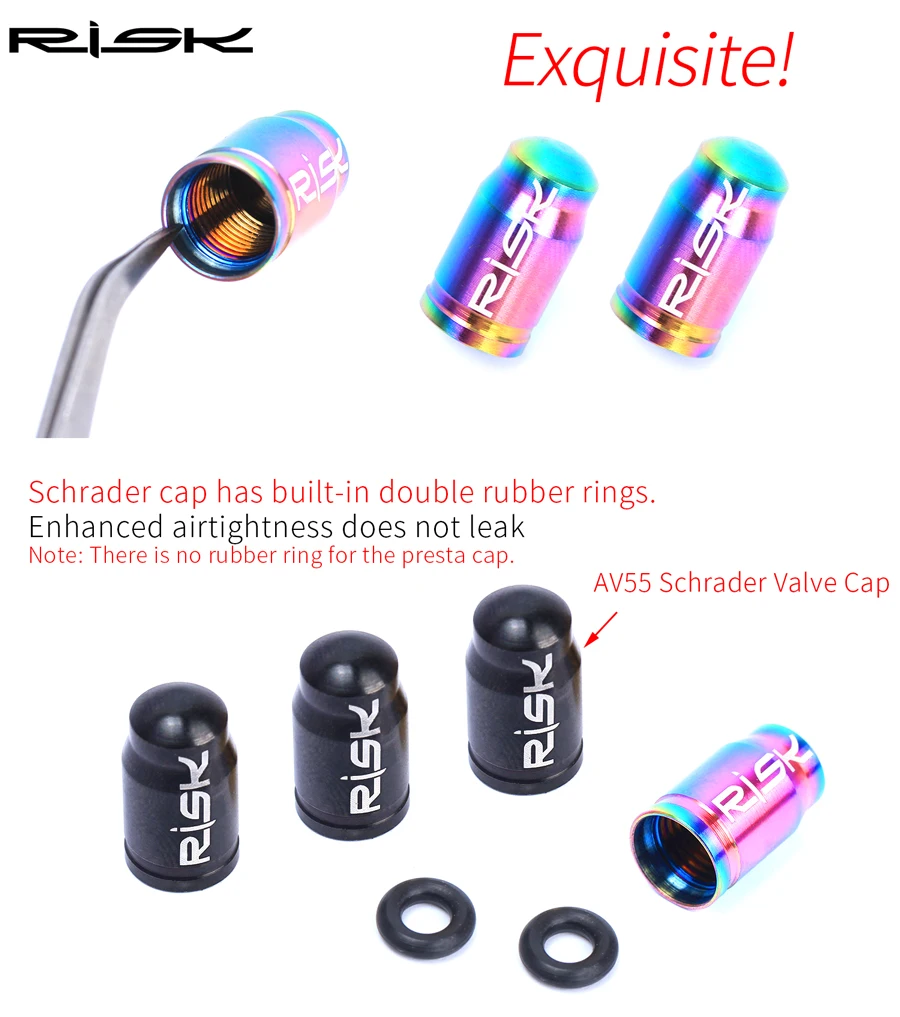 RISK Bicycle Presta Valve Cap Nut Schrader Valve Cap FV55 AV55 Mountain Bike MTB Titanium Road Bike Cycling Accessories