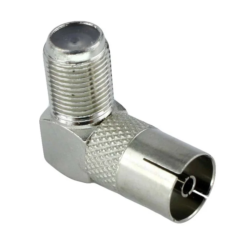 5Pcs F-TV IEC 90 Degree Right Angled TV Aerial Cable Connector RF Coaxial F Female to TV Female Plug to Female Socket