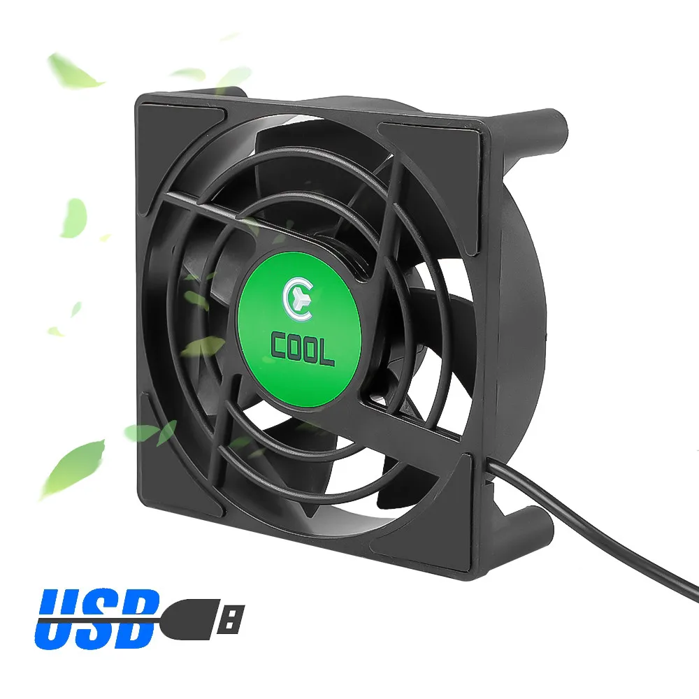 DC 5V USB Mini Cooling Small Fan 7 Blades Cooling Fan for TV Box Set Top Box 80x80x25mm Silent TV Box Radiator With 30cm Cable