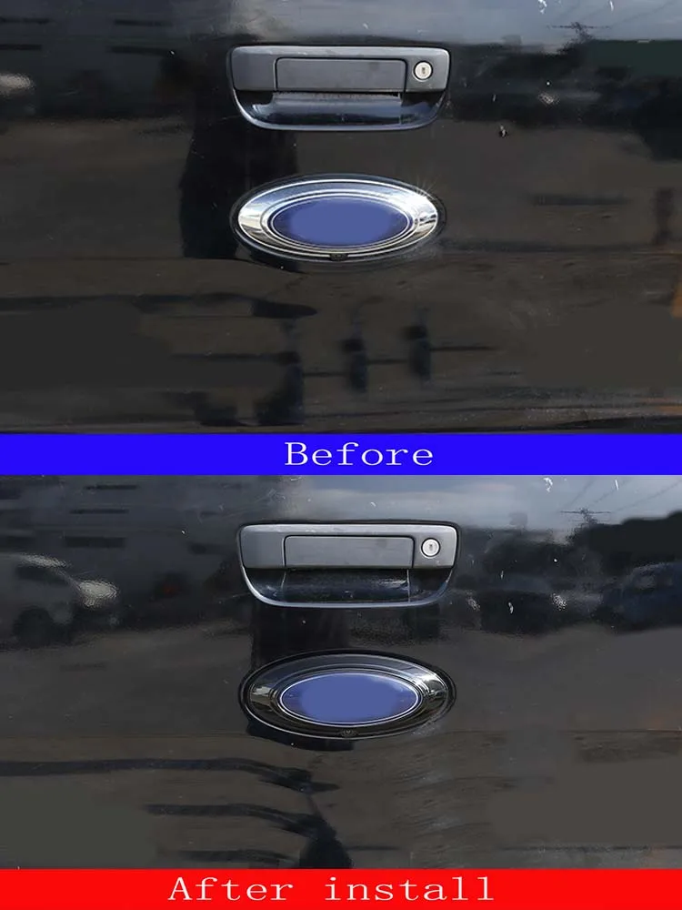 Carbon Fiber/Gloss Black Car Rear Badge Ring Logo Frame Cover Decoration Trim ABS For Ford Ranger 2015-2021 Auto Accessories