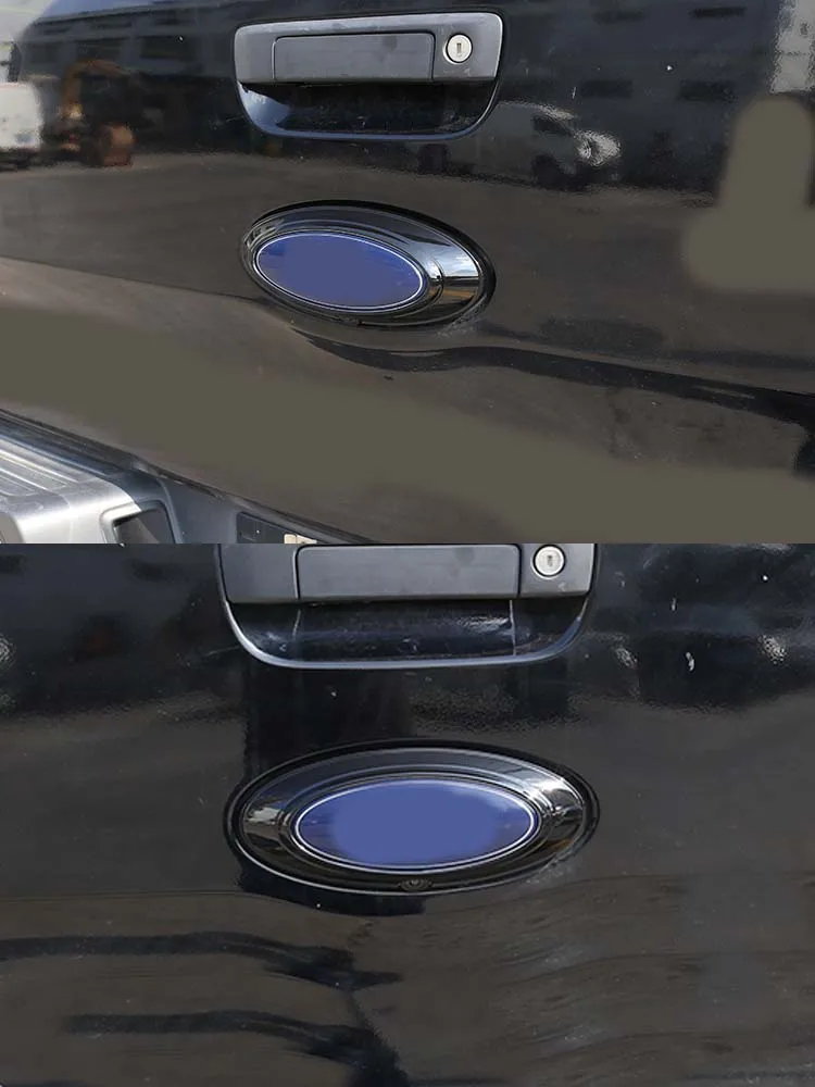 Carbon Fiber/Gloss Black Car Rear Badge Ring Logo Frame Cover Decoration Trim ABS For Ford Ranger 2015-2021 Auto Accessories