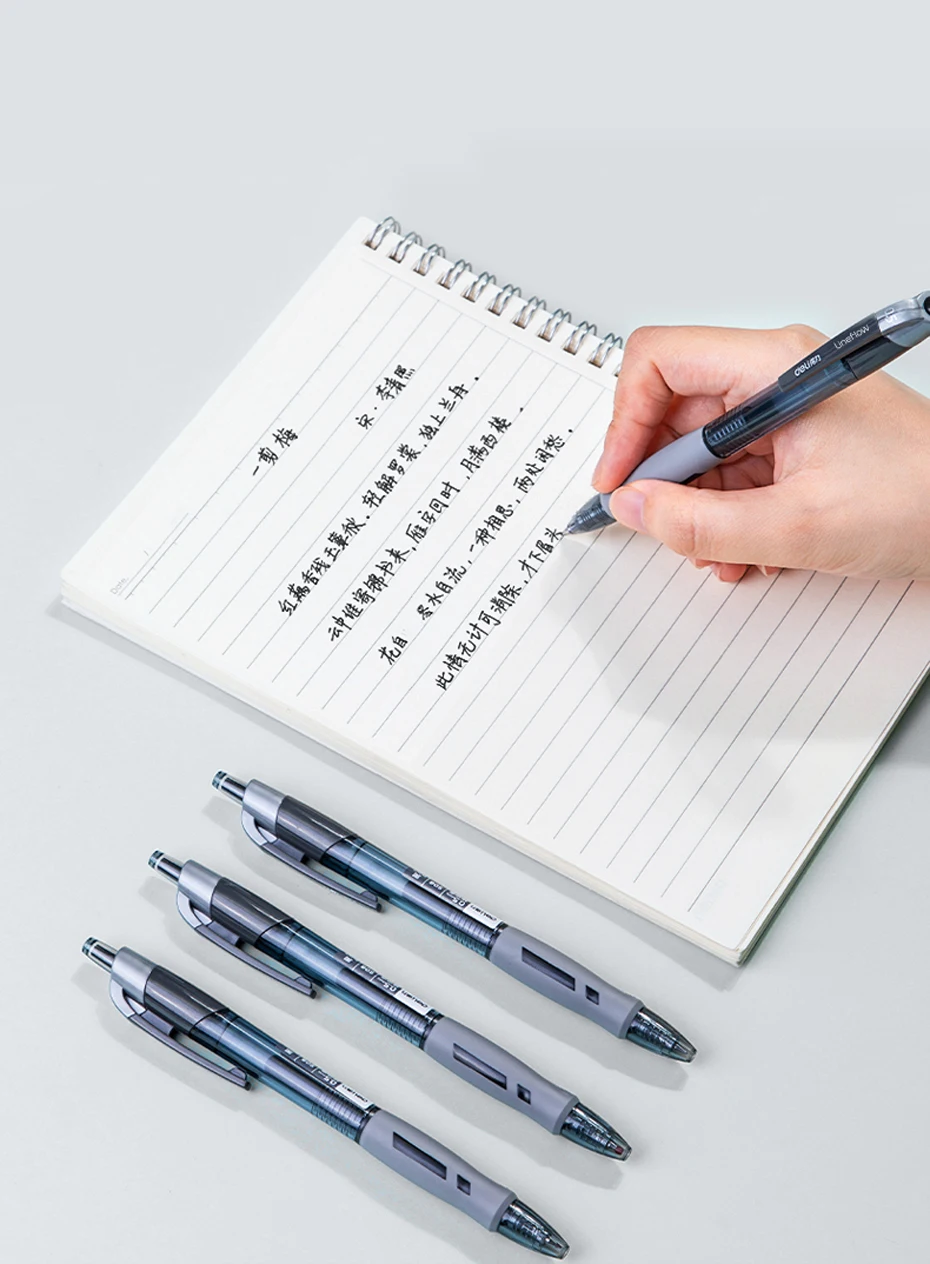 Deli Gel Pens Set 0.5mm Retractable Bullet Ballpoint Pen Blue Black Red Ink Refill for School Office Writing Stationery Supplies