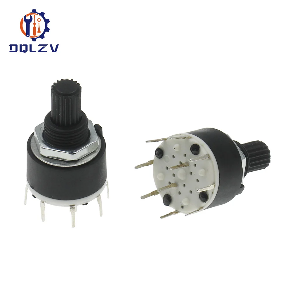 1 / 2 Pole 3 / 4 / 5 / 6 / 8 Position SR16 16mm Rotary Band Switch 15mm Shaft DC60V 0.3A 15mm Shaft Flower Axis Round Switch