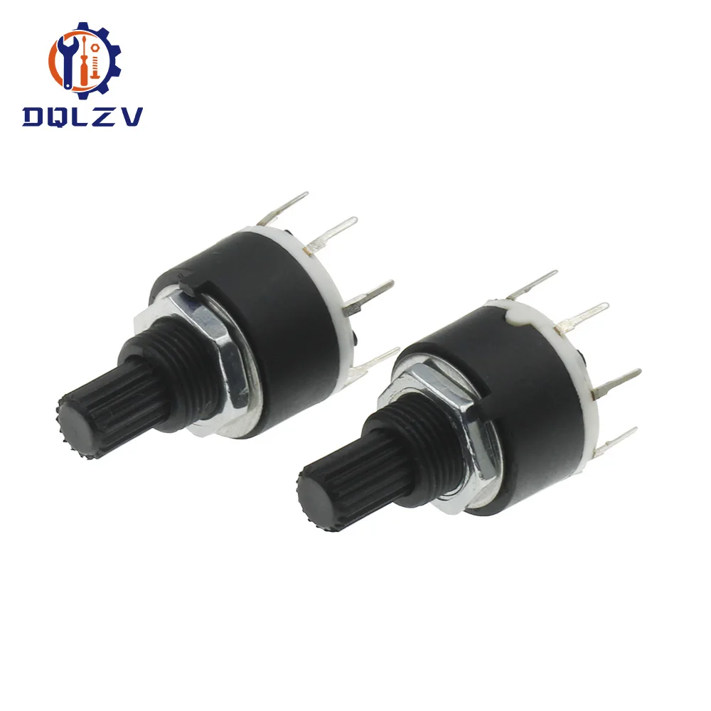 1 / 2 Pole 3 / 4 / 5 / 6 / 8 Position SR16 16mm Rotary Band Switch 15mm Shaft DC60V 0.3A 15mm Shaft Flower Axis Round Switch