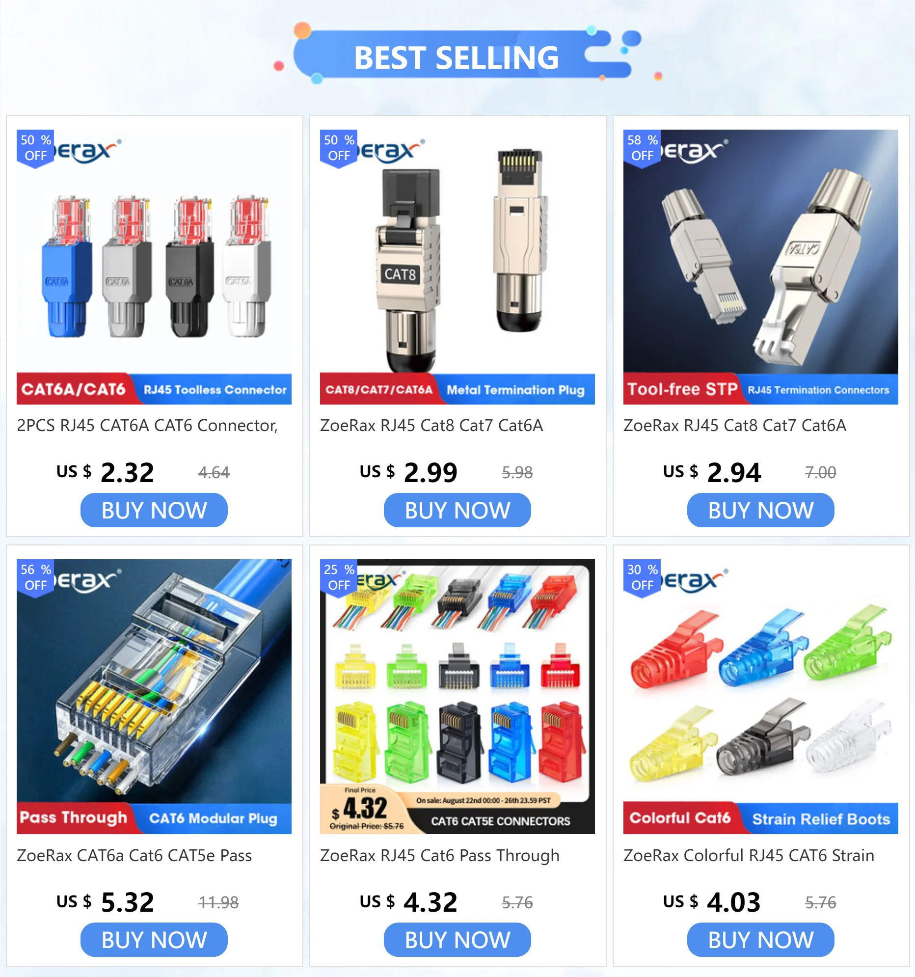 ZoeRax 1PCS Tool Free RJ45 CAT6 Connector Ethernet Termination Plugs, 23AWG to 26AWG Cable Internet Plug Installation Toolless