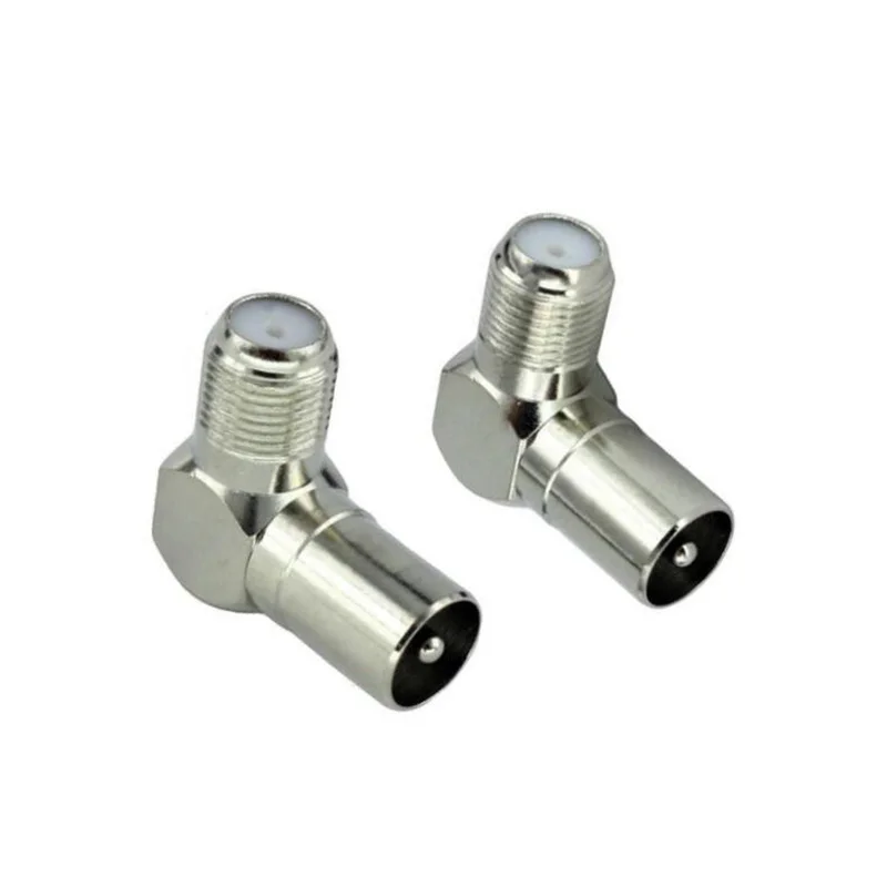 5PCS High Quality Right Angle 90 Degree TV IEC Aerial Adapter F-Type Female to TV IEC Male Antenna Connector Coaxial Plug