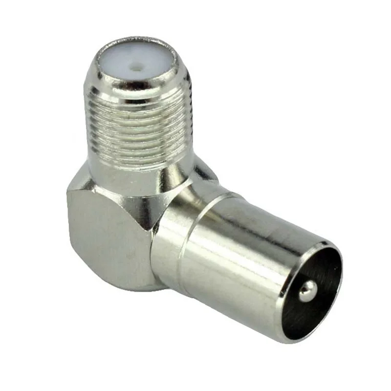 5PCS High Quality Right Angle 90 Degree TV IEC Aerial Adapter F-Type Female to TV IEC Male Antenna Connector Coaxial Plug