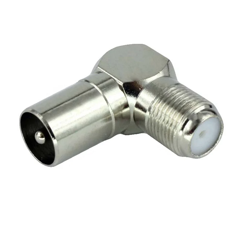 5PCS High Quality Right Angle 90 Degree TV IEC Aerial Adapter F-Type Female to TV IEC Male Antenna Connector Coaxial Plug