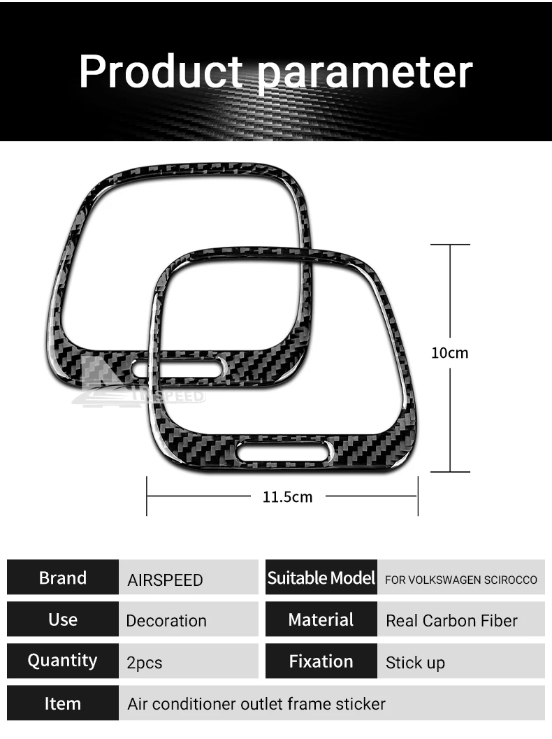 Real Soft Carbon Fiber For Volkswagen Scirocco Mk3 2009 2010 2011 2012 2013 2014 2015 2016 LHD RHD Car AC Outlet Vent Sticker