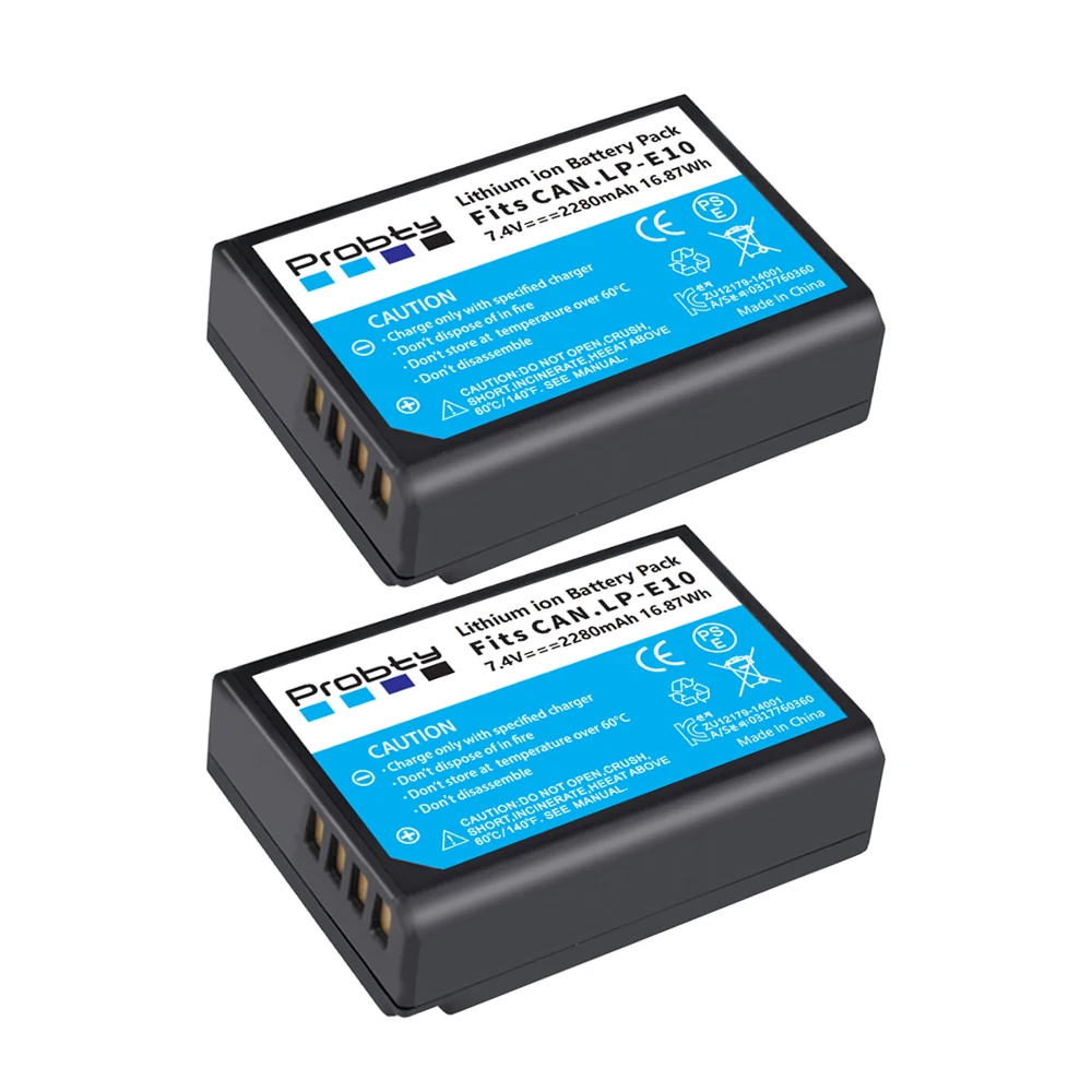 7.4V 2280mAh LP-E10 Batteries for Canon EOS Rebel T3, T5, T6, T7, Kiss X50, X70, EOS 1100D 1200D1300D 2000D Digital Camera