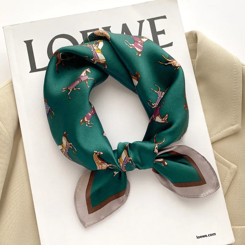 Women 70*70cm Square Silk Scarf/scarves Luxury Wrap 2025 Hair Tie Band Bag Warp Soft Neckerchief Hijab Headscarf Female Foulard
