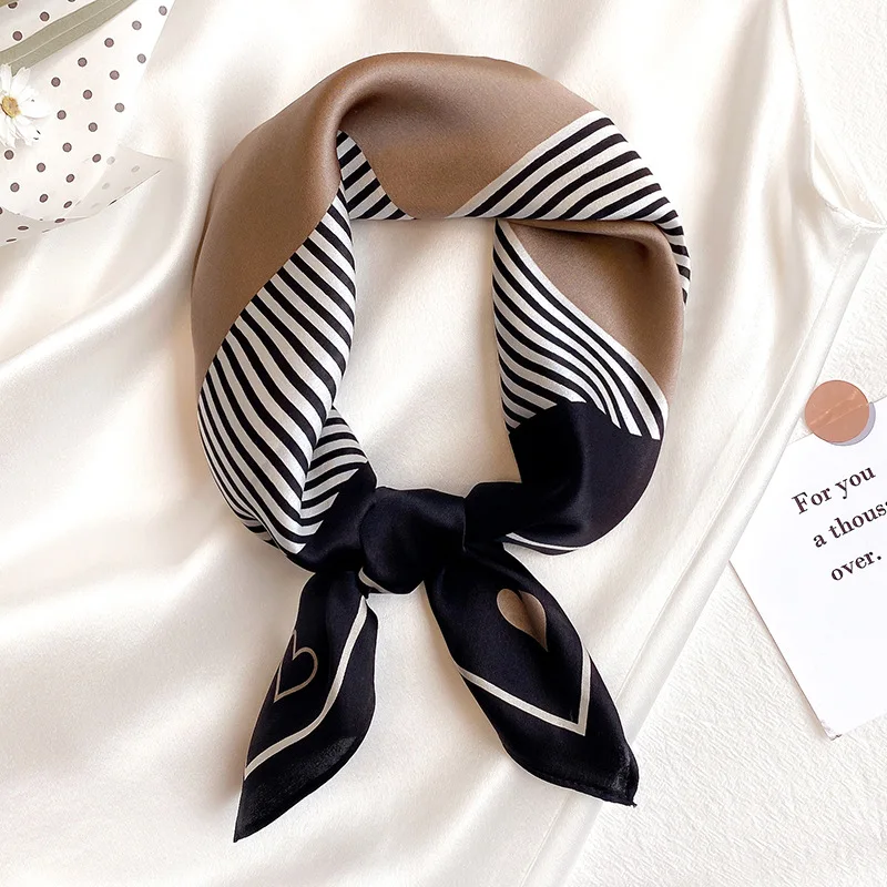 Women 70*70cm Square Silk Scarf/scarves Luxury Wrap 2025 Hair Tie Band Bag Warp Soft Neckerchief Hijab Headscarf Female Foulard