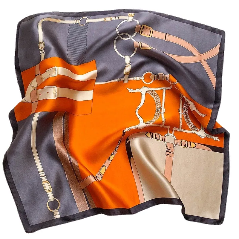 Women 70*70cm Square Silk Scarf/scarves Luxury Wrap 2025 Hair Tie Band Bag Warp Soft Neckerchief Hijab Headscarf Female Foulard