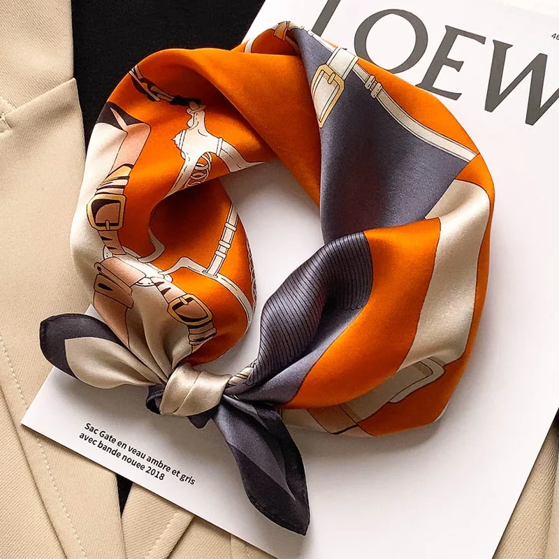 Women 70*70cm Square Silk Scarf/scarves Luxury Wrap 2025 Hair Tie Band Bag Warp Soft Neckerchief Hijab Headscarf Female Foulard