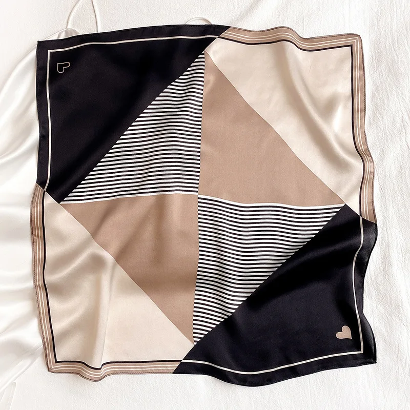 Women 70*70cm Square Silk Scarf/scarves Luxury Wrap 2025 Hair Tie Band Bag Warp Soft Neckerchief Hijab Headscarf Female Foulard
