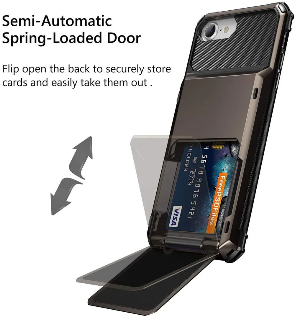 For iPhone SE 2022 2020 Case Wallet 5-Card ID Slot Credit Card Holder Flip Hidden Pocket Cover For iPhone SE3 SE2 SE 2022 Coque