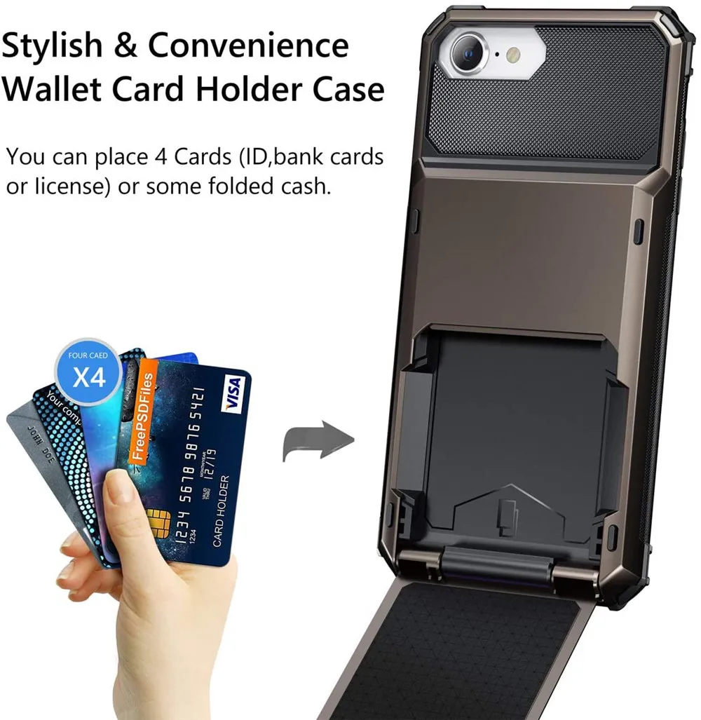 For iPhone SE 2022 2020 Case Wallet 5-Card ID Slot Credit Card Holder Flip Hidden Pocket Cover For iPhone SE3 SE2 SE 2022 Coque