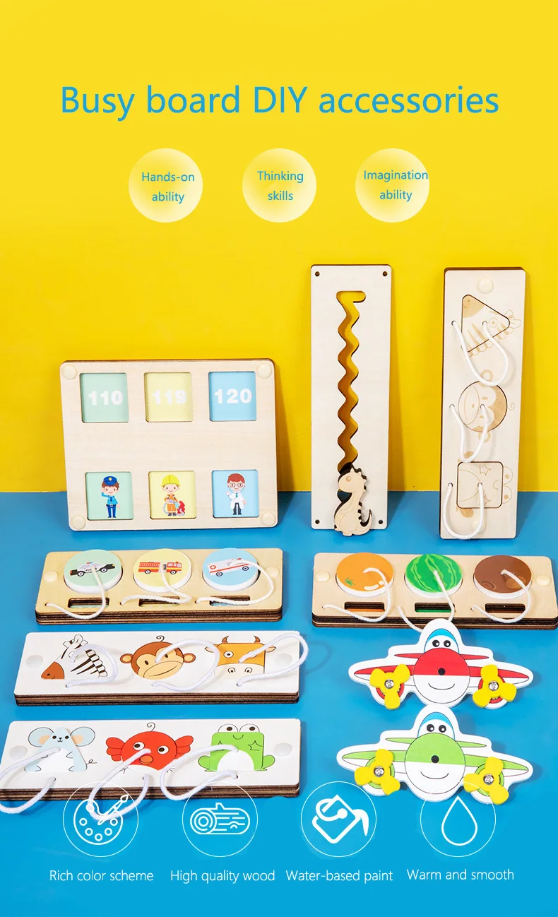Busy Board Diy Material Accessories Montessori Teaching Aids Baby Early Education Learning Skill Toy Part Wooden Board Games