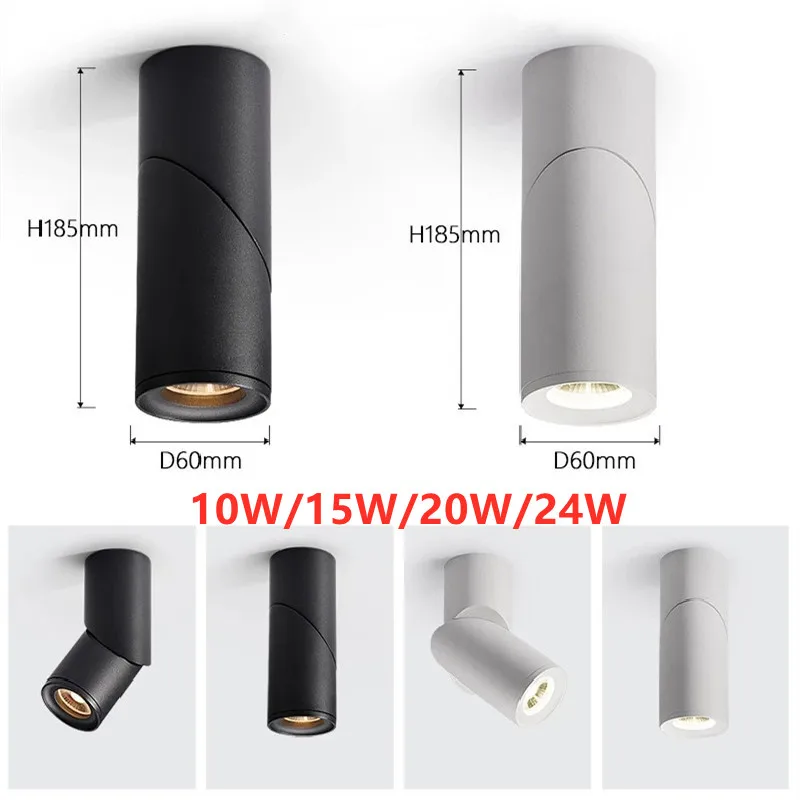 LED Downlights Dimmable 10W 15W 20W 24W Surface Mounted Ceiling Lamps Spot Light Warm /Natural /Cold White AC 85-265V + Driver