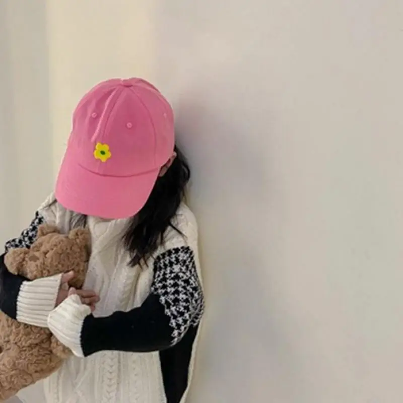 2024 New Baby Summer Baseball Cap Cute Flower Pattern Baby Girl Sun Hats Outdoor Children Hat Cotton Kids Adjustable Visor Caps