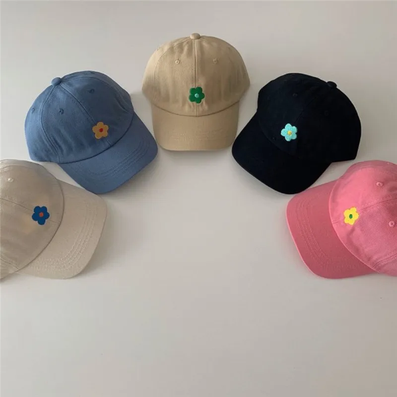2024 New Baby Summer Baseball Cap Cute Flower Pattern Baby Girl Sun Hats Outdoor Children Hat Cotton Kids Adjustable Visor Caps