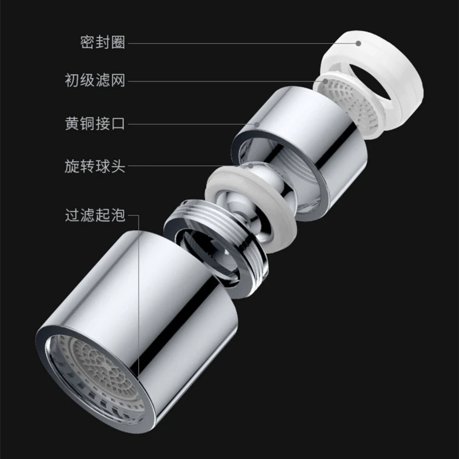 Black/Silver Splash-proof Nozzle Head Filter Tip Universal External/Internal Threads Bubbler Water Saver Dual Mode Tap