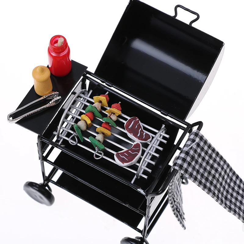 1Set Mini Cute BBQ Food Grill Miniature Ornaments For 1/12 Scale Doll House Gadget Kitchen Food Furniture For Dollhouse Kids Toy