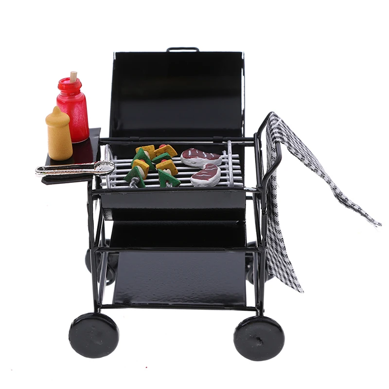 1Set Mini Cute BBQ Food Grill Miniature Ornaments For 1/12 Scale Doll House Gadget Kitchen Food Furniture For Dollhouse Kids Toy