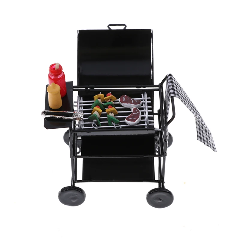 1Set Mini Cute BBQ Food Grill Miniature Ornaments For 1/12 Scale Doll House Gadget Kitchen Food Furniture For Dollhouse Kids Toy