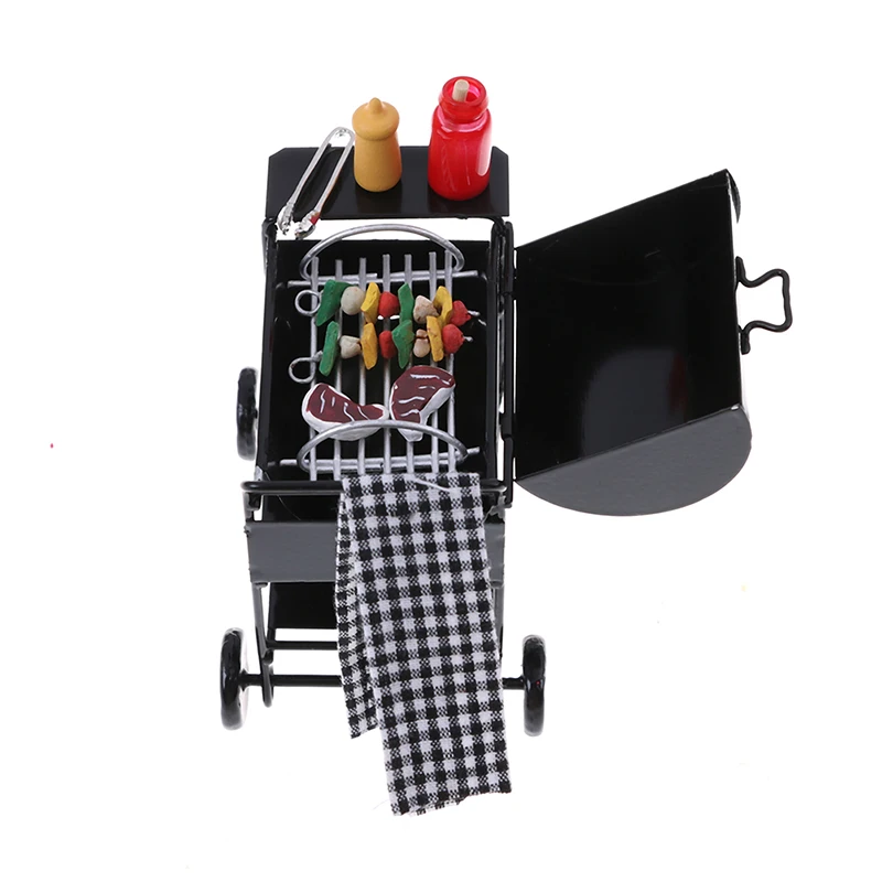 1Set Mini Cute BBQ Food Grill Miniature Ornaments For 1/12 Scale Doll House Gadget Kitchen Food Furniture For Dollhouse Kids Toy