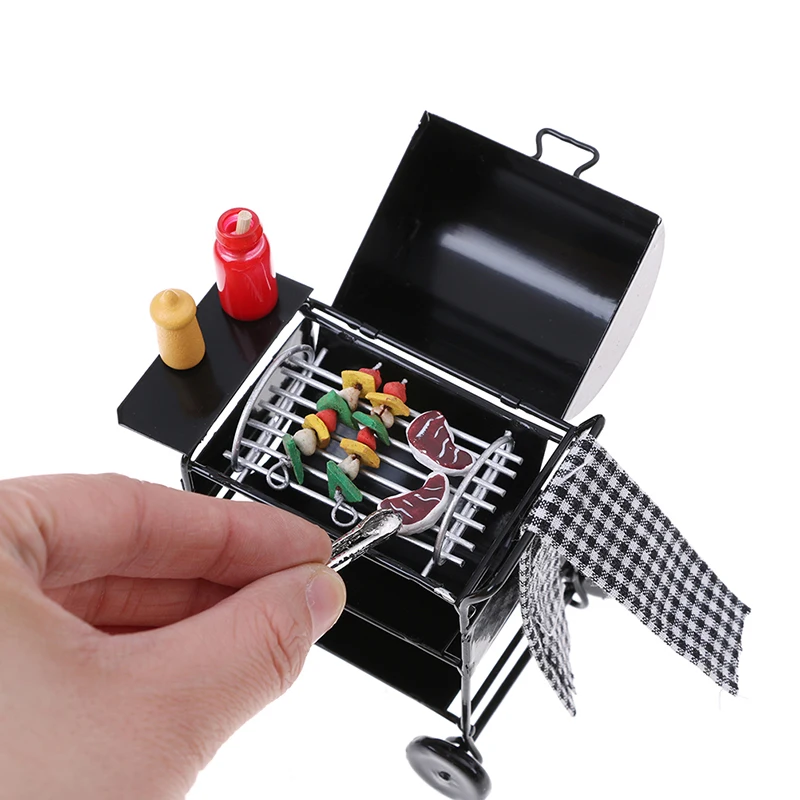 1Set Mini Cute BBQ Food Grill Miniature Ornaments For 1/12 Scale Doll House Gadget Kitchen Food Furniture For Dollhouse Kids Toy