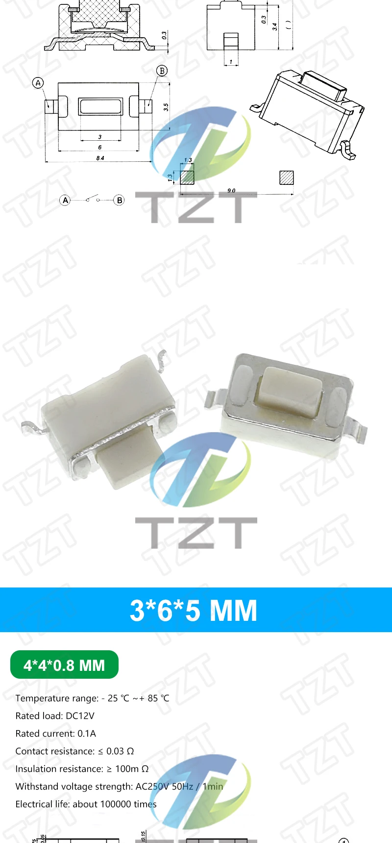10PCS 3*6 3*4 4*4 SMD Tactile Tact Push Button Switch 2Pin 4Pin Touch Micro Switch 3x4x2 3x6x4.3 3x6x2.5 3x6x5 4x4x1.5 4*4*2.5