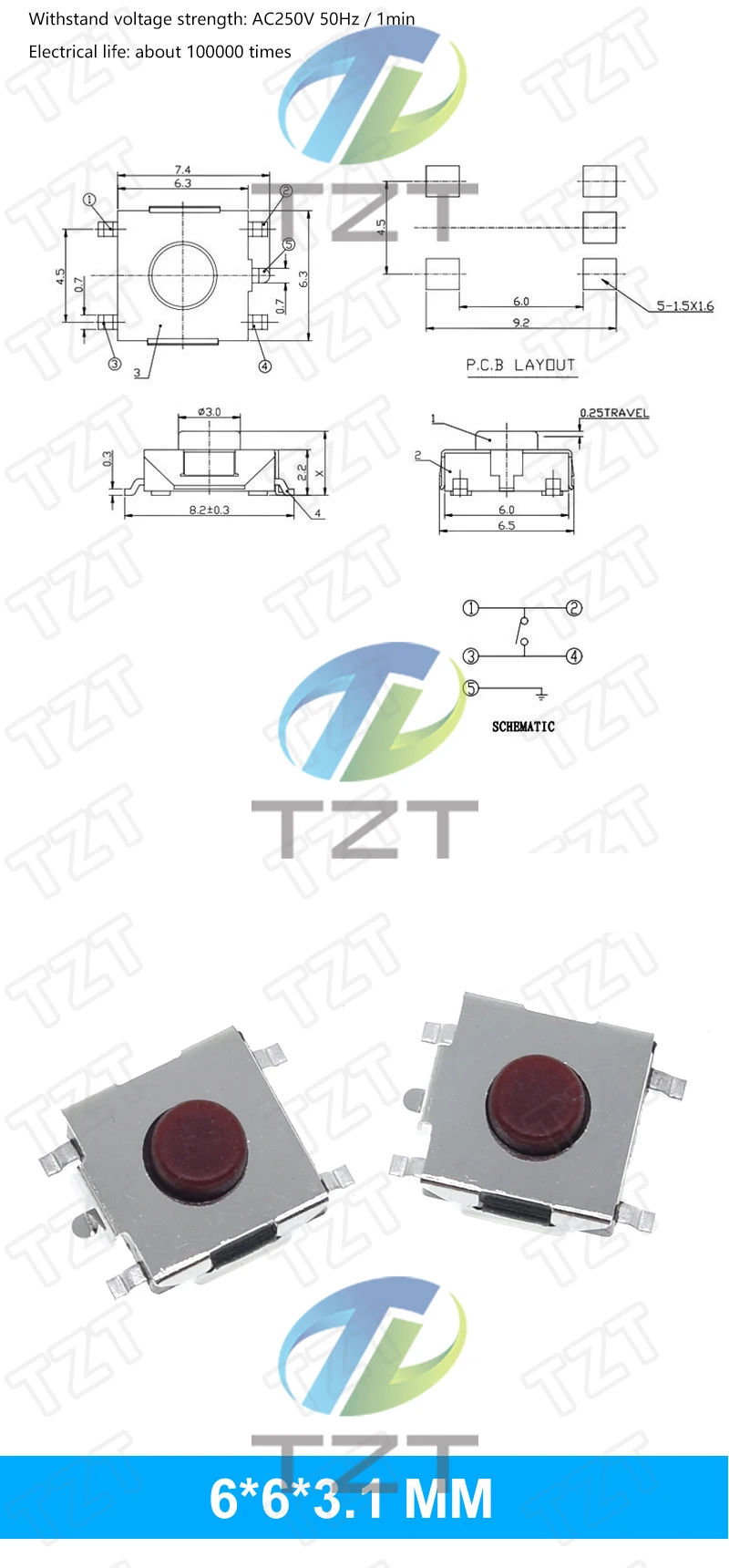 10PCS 3*6 3*4 4*4 SMD Tactile Tact Push Button Switch 2Pin 4Pin Touch Micro Switch 3x4x2 3x6x4.3 3x6x2.5 3x6x5 4x4x1.5 4*4*2.5