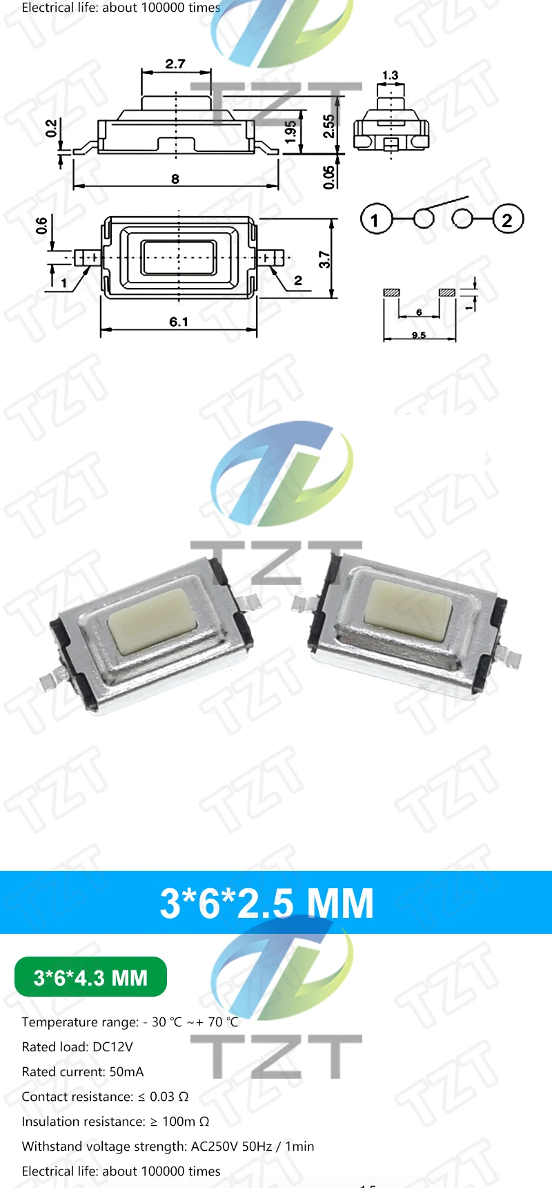 10PCS 3*6 3*4 4*4 SMD Tactile Tact Push Button Switch 2Pin 4Pin Touch Micro Switch 3x4x2 3x6x4.3 3x6x2.5 3x6x5 4x4x1.5 4*4*2.5