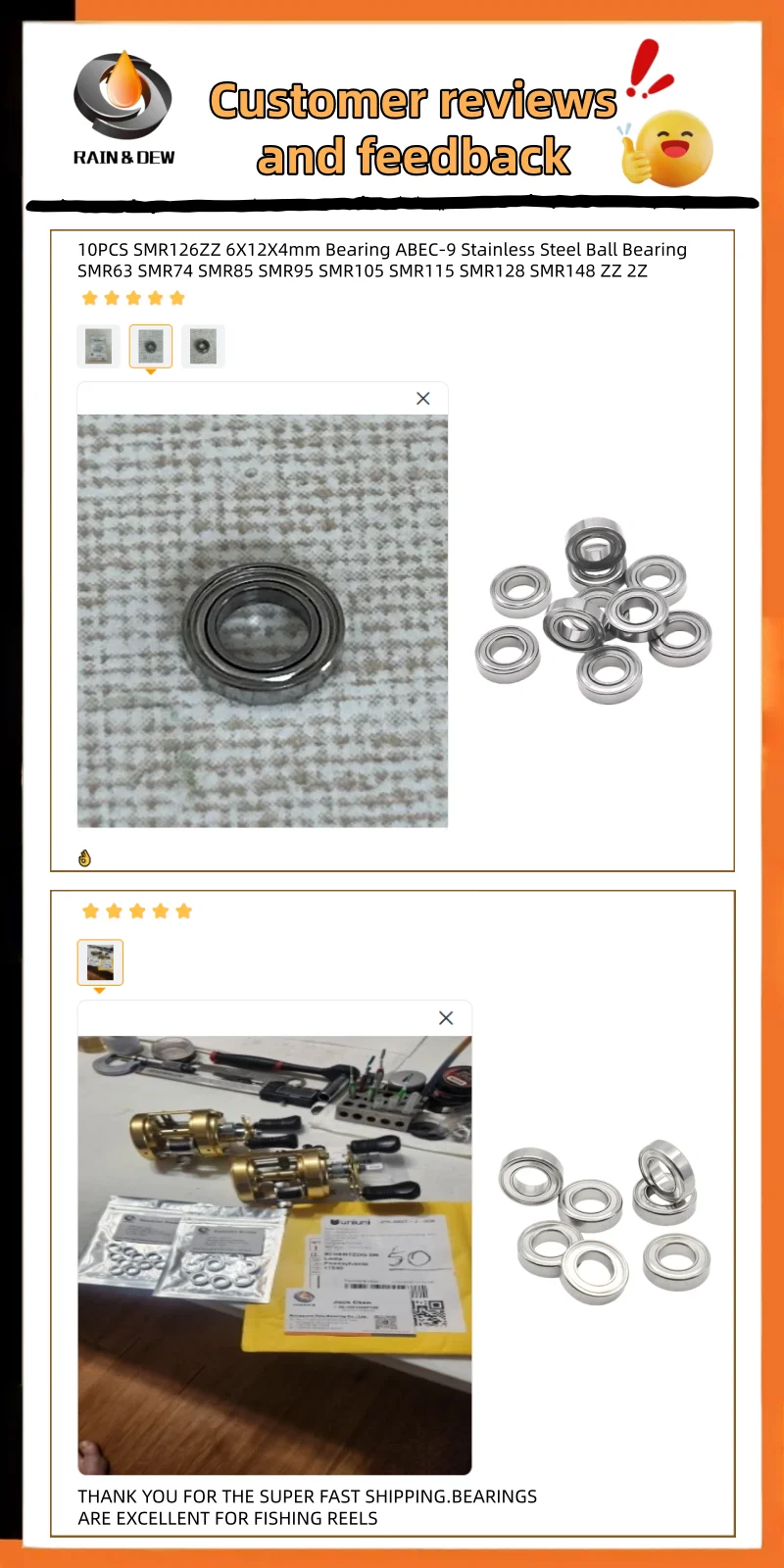 10Pcs SMR74ZZ ABEC-9 Bearing Stainless Steel Ball Bearing 4x7x2.5 3x6x2.5 3x8x4 4x9x4 6x10x3 9x17x5 10x15x4 Fishing Reel Bearing