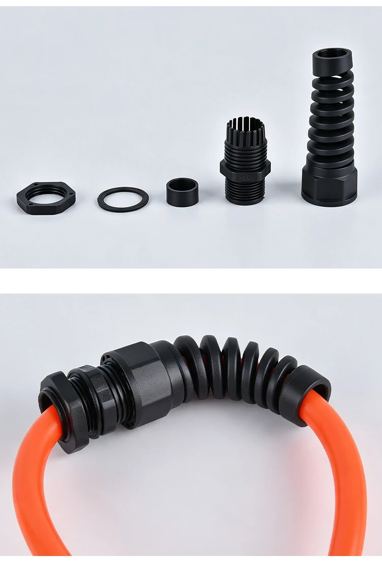 5PCS Waterproof Anti-bending Cable Gland M12 Plastic Joint M16 Nylon PA66 Torsion-proof Glands M20 M25 Seal Joint M18 Connector